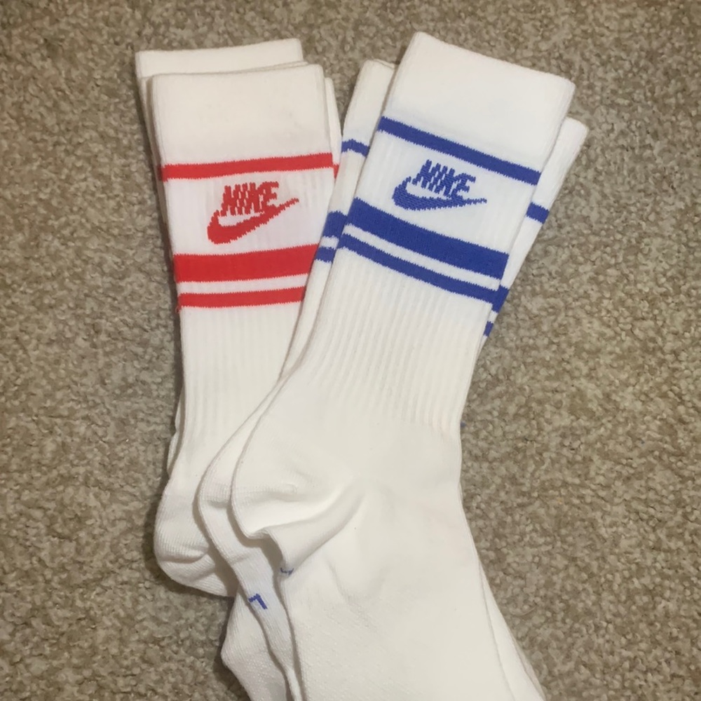 Red and Blue Nike Crew Socks- Never Worn